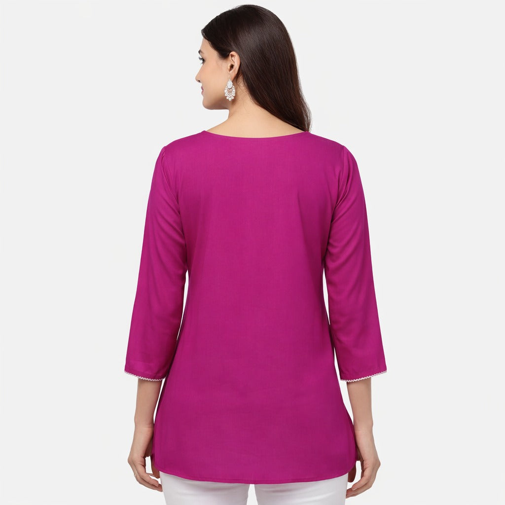 URBAN GRACE – PINK SHORT KURTI - EMBROIDERED