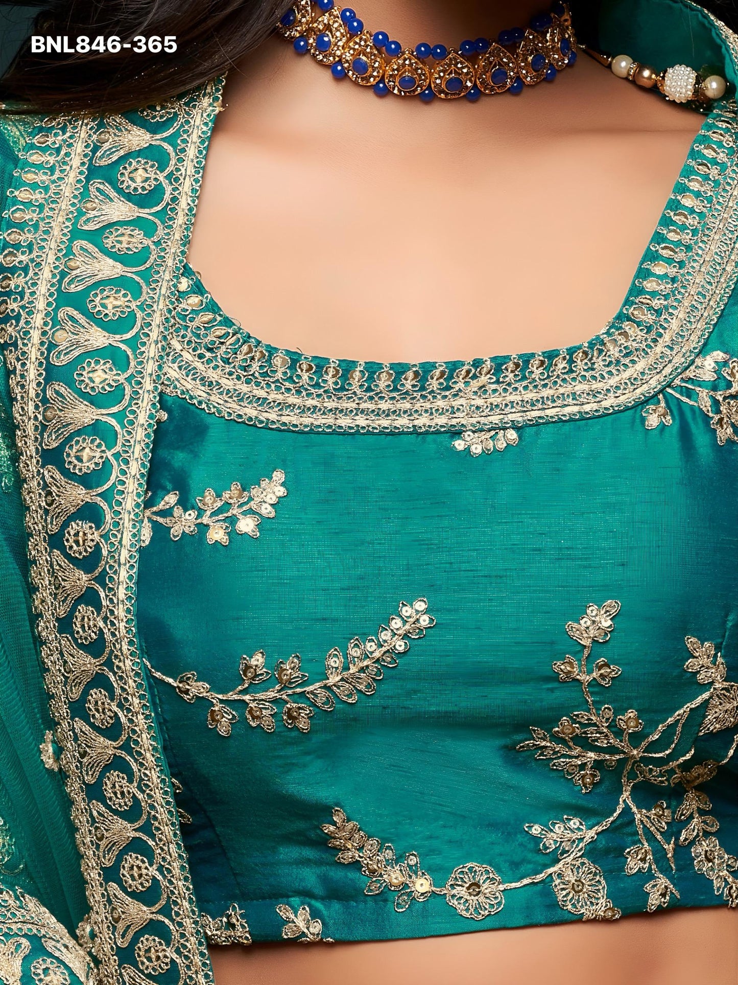 Teal Green Embroidered Designer Lehenga Choli - MBNL846