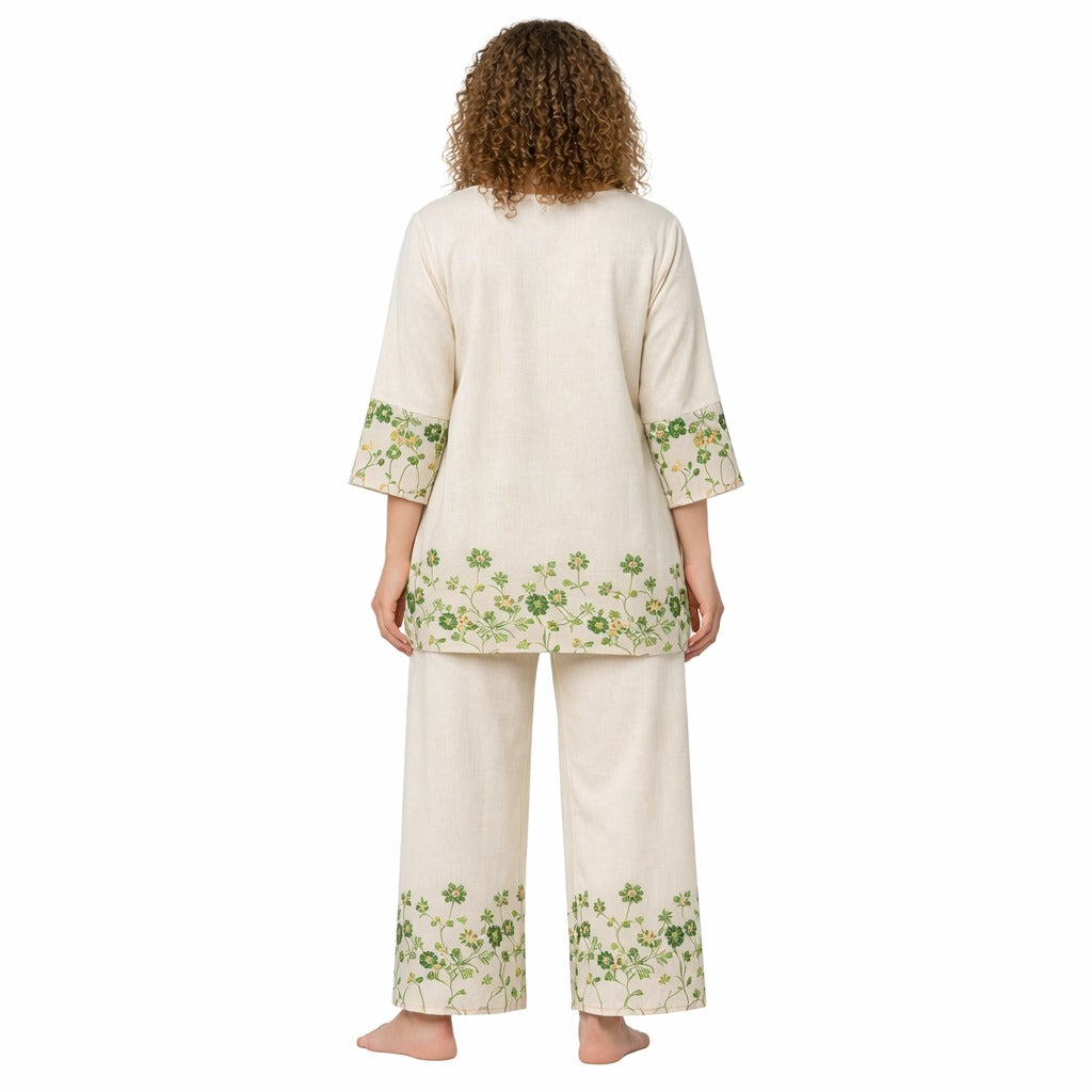 BLOSSOM CO‑ORD SET – SHORT KURTI & PALAZZO -GREEN