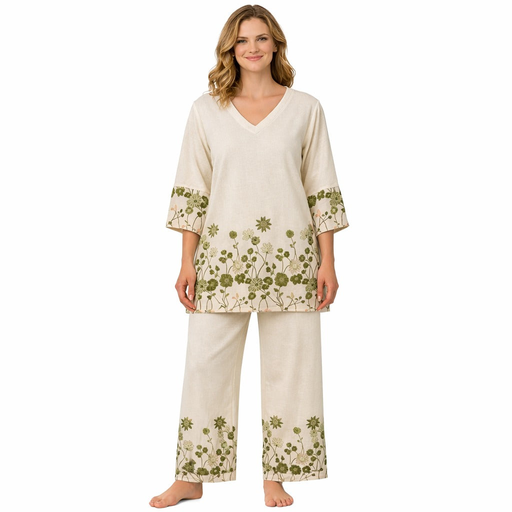 BLOSSOM CO‑ORD SET – SHORT KURTI & PALAZZO -GREEN