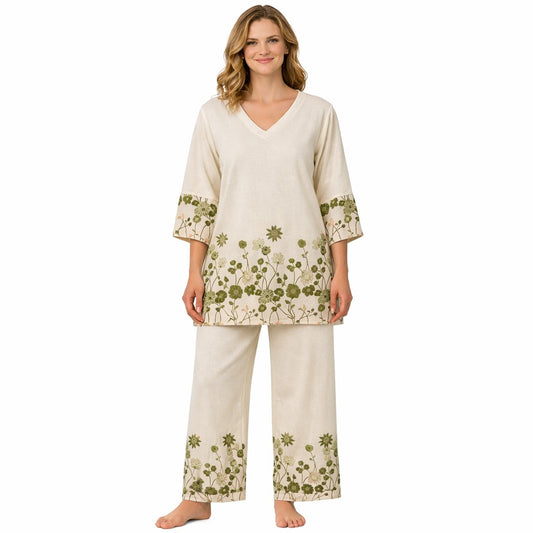 BLOSSOM CO‑ORD SET – SHORT KURTI & PALAZZO -GREEN