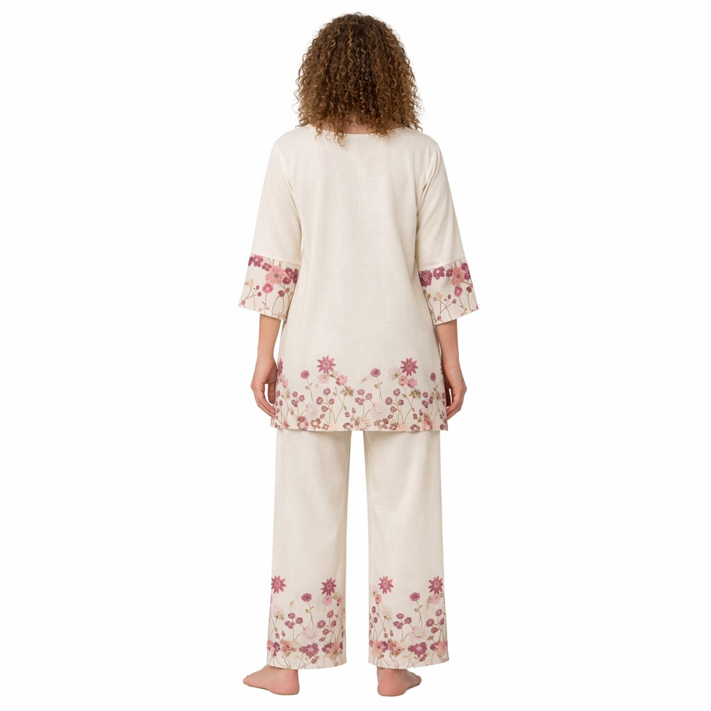 BLOSSOM CO‑ORD SET – SHORT KURTI & PALAZZO -PINK