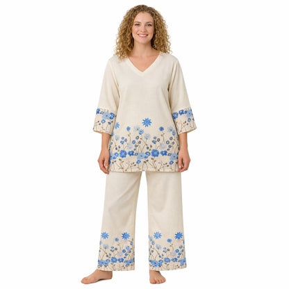 BLOSSOM CO‑ORD SET – SHORT KURTI & PALAZZO - BLUE