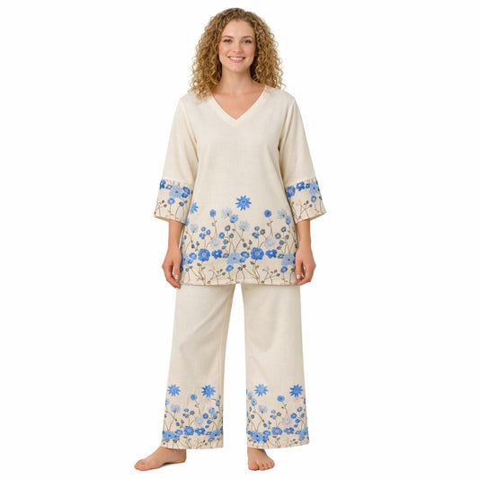 BLOSSOM CO‑ORD SET – SHORT KURTI & PALAZZO - BLUE