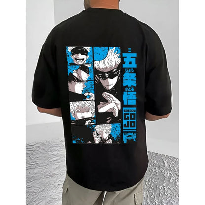 Generic Men's Casual Cotton Blend Printed Round Neck Half Sleeve T-Shirt (Black)