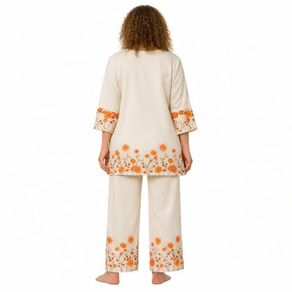 BLOSSOM CO‑ORD SET – SHORT KURTI & PALAZZO -ORANGE