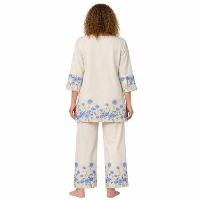 BLOSSOM CO‑ORD SET – SHORT KURTI & PALAZZO - BLUE