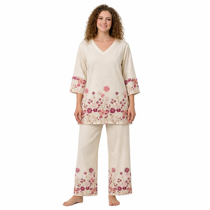 BLOSSOM CO‑ORD SET – SHORT KURTI & PALAZZO -PINK