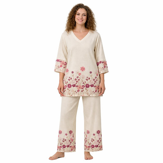BLOSSOM CO‑ORD SET – SHORT KURTI & PALAZZO -PINK