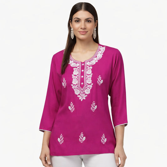 URBAN GRACE – PINK SHORT KURTI - EMBROIDERED