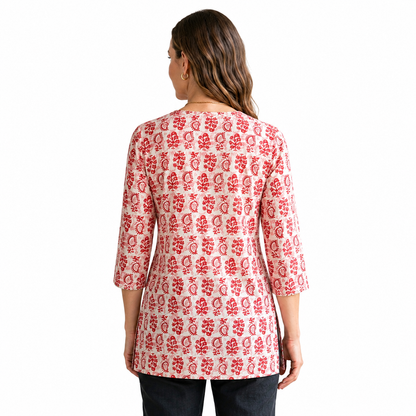 SUMMER GLOW CAMBRIC - PINK SHORT KURTI