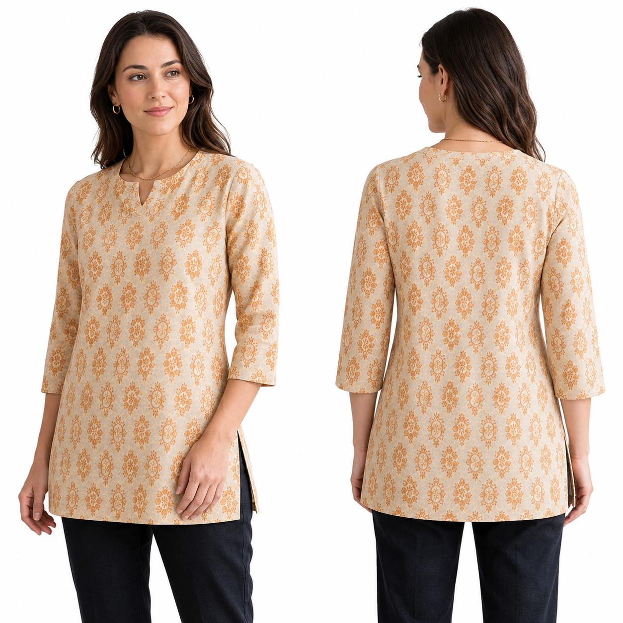 SUMMER GLOW CAMBRIC - ORANGE SHORT KURTI