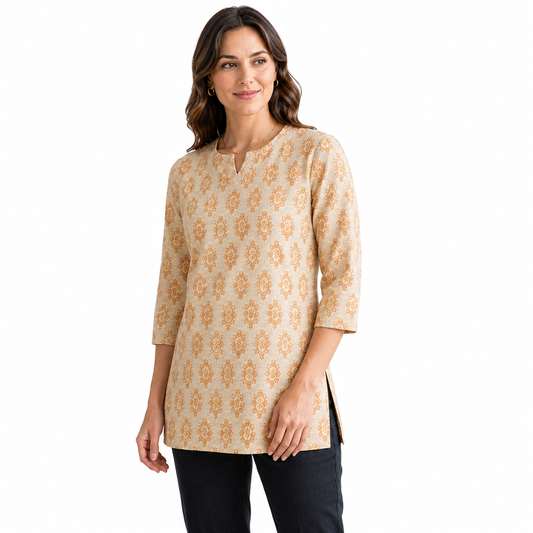 SUMMER GLOW CAMBRIC - ORANGE SHORT KURTI