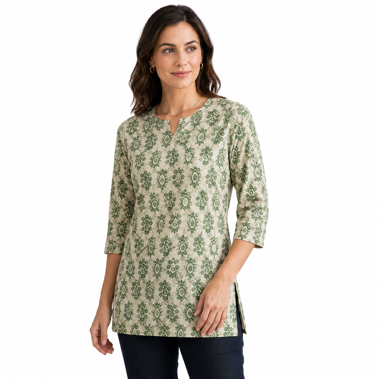 SUMMER GLOW CAMBRIC - GREEN SHORT KURTI