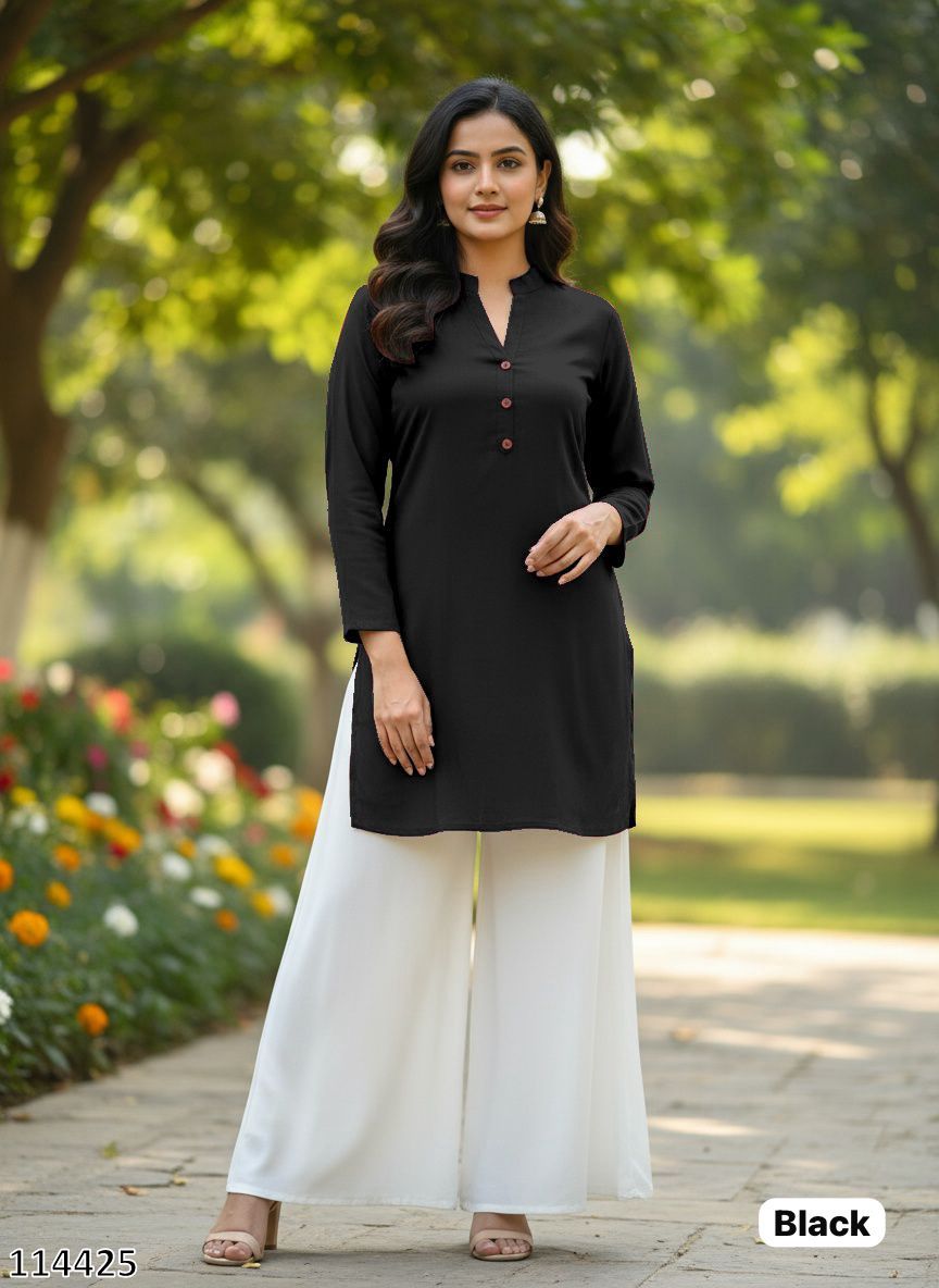  Black and White Everyday Casual Kurti Palazzo Set
