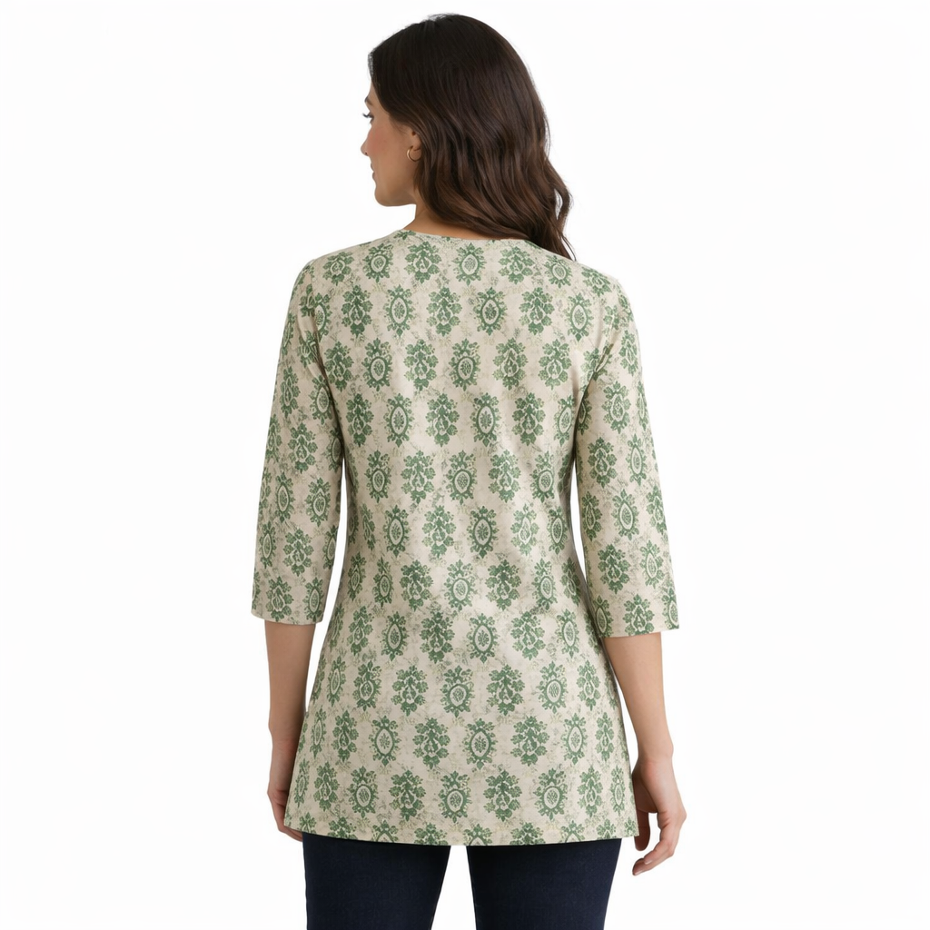 SUMMER GLOW CAMBRIC - GREEN SHORT KURTI