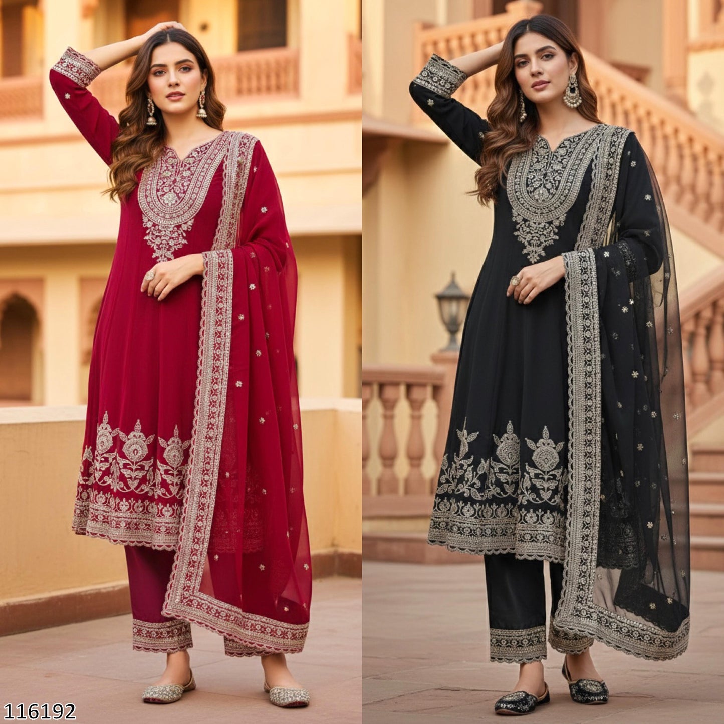 Majestic A-Line Festive Salwar Kameez Suit Collection with Embroidered Border Net Dupatta