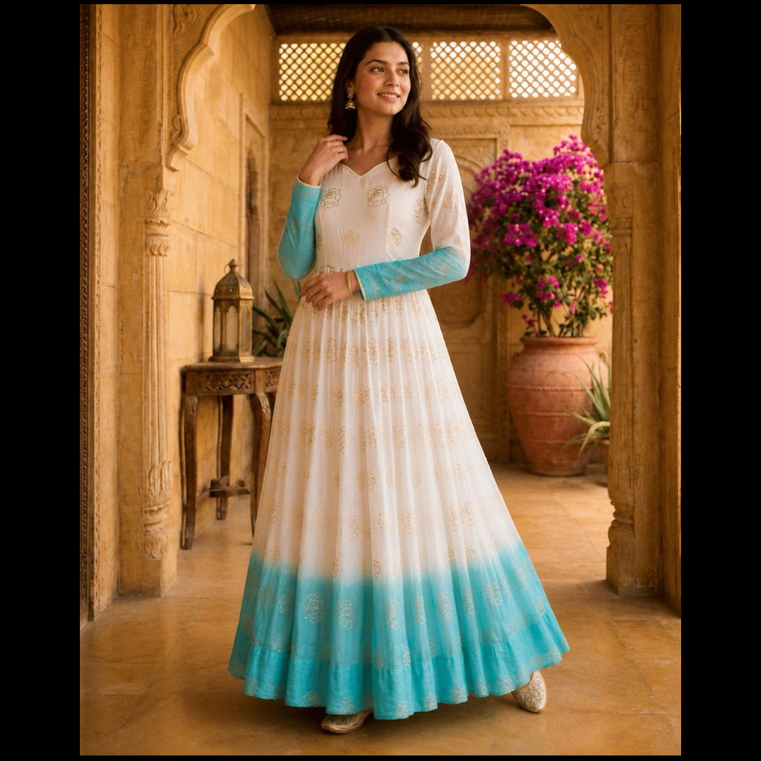 Ivory & Sky Blue / Cream & Aquamarine