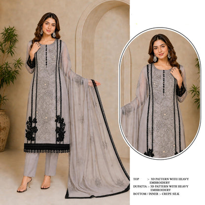 MLFH 4232-“Organza Salwar Suit – 3D Pattern, Heavy Embroidery & Sequence Work