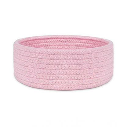 Generic Cotton 8x3 Inch Round 1 Pcs Bedside Organizer With Out Lid (Pink)