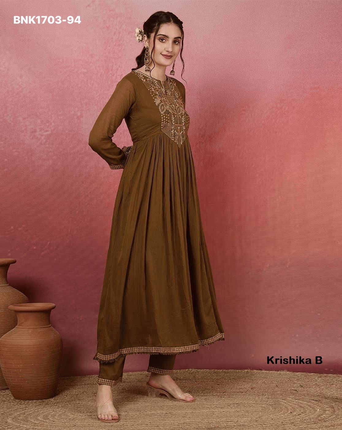 Anarkali Kurti ~ Pant & Dupatta  - BNK1703
