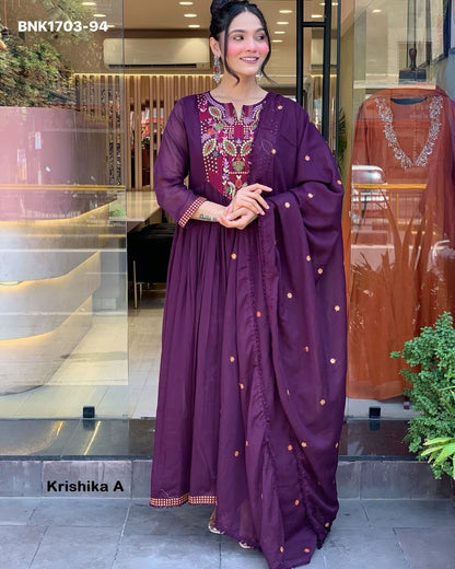 Anarkali Kurti ~ Pant & Dupatta  - BNK1703