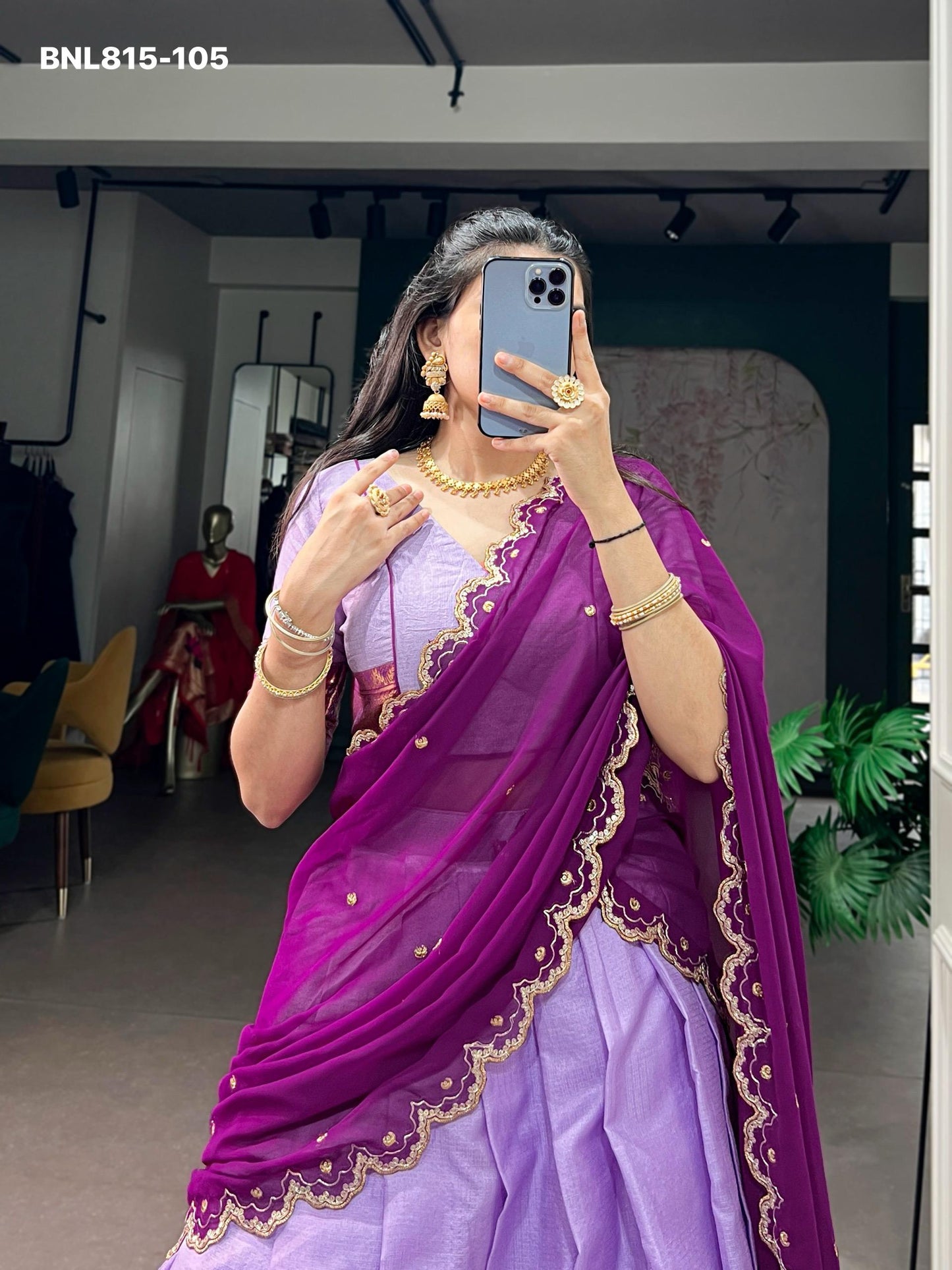 Lehenga with border - BNL815
