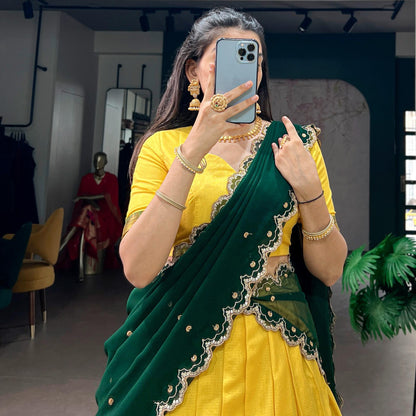 Lehenga with border - BNL815