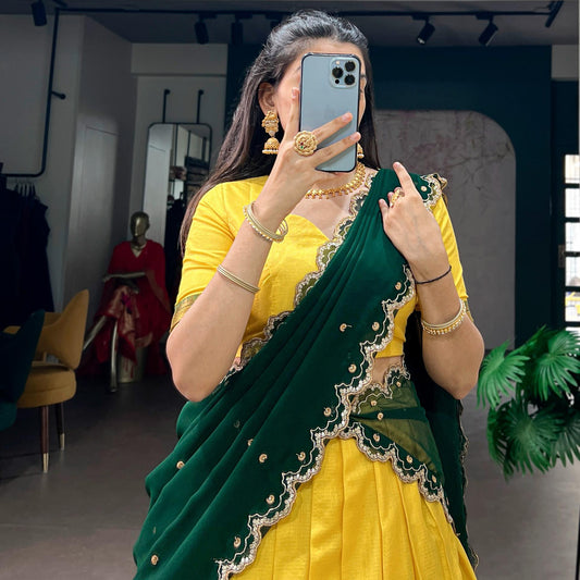 Lehenga with border - BNL815