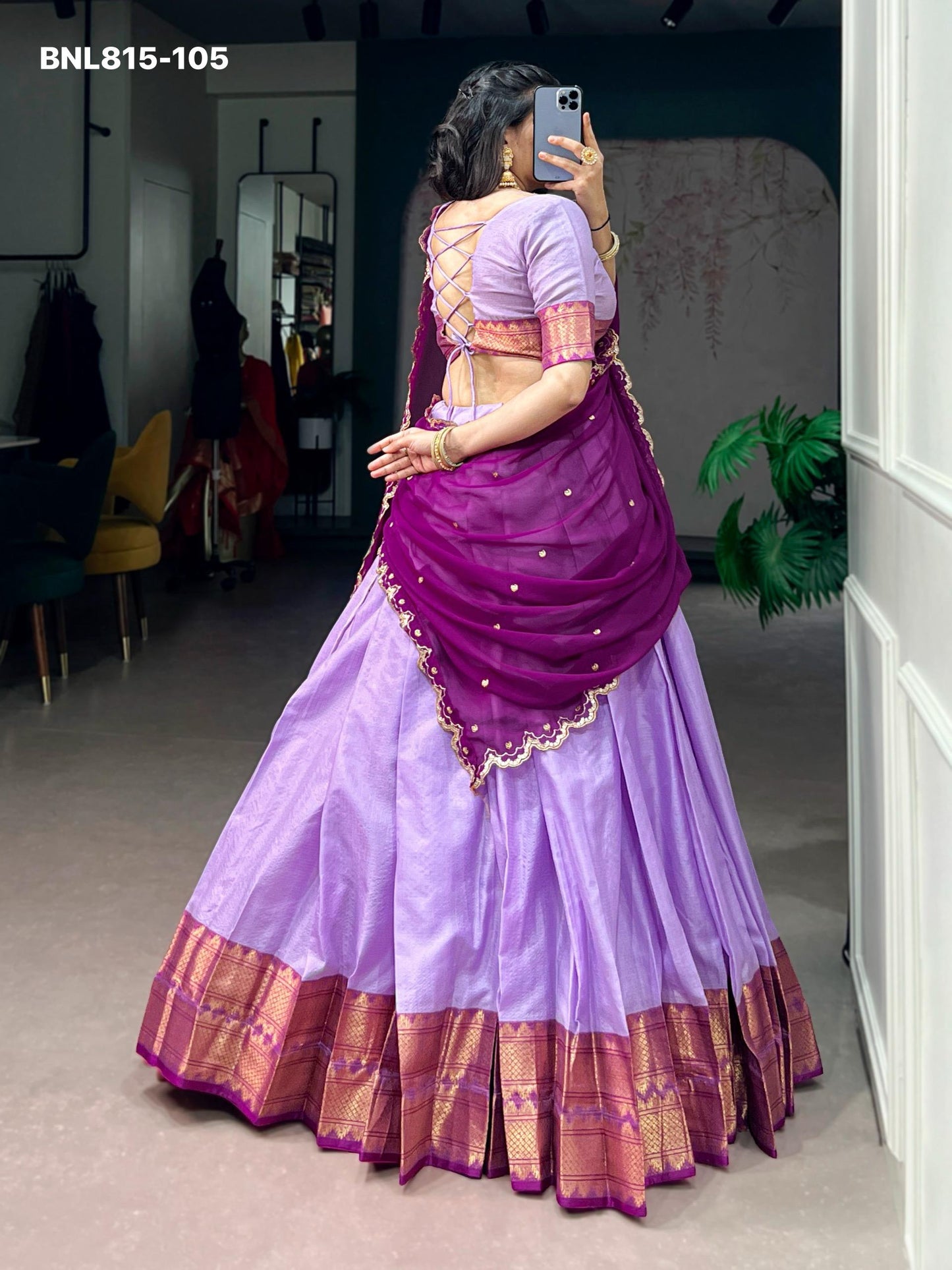 Lehenga with border - BNL815
