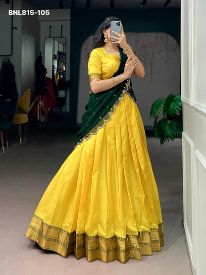 Lehenga with border - BNL815