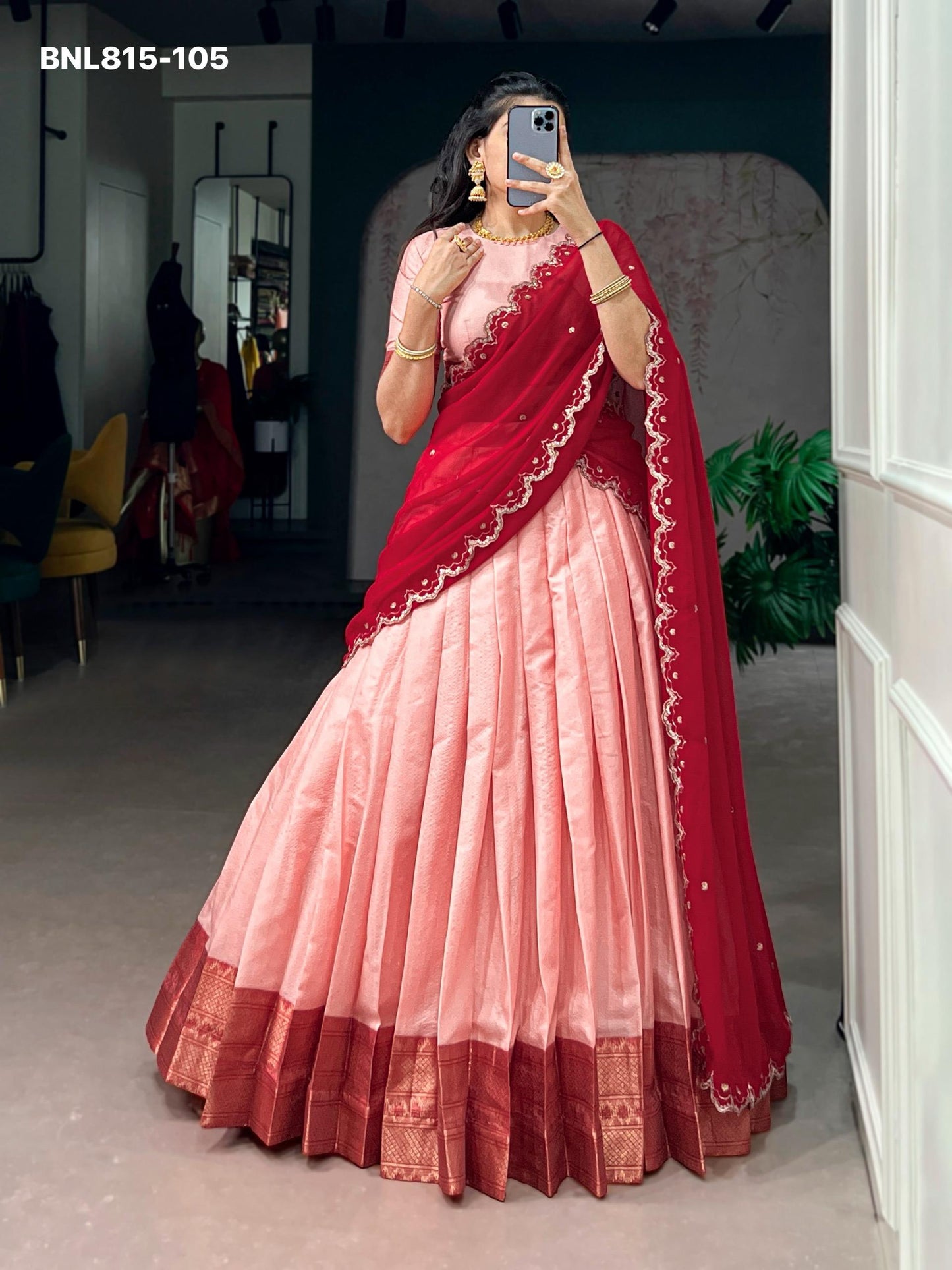 Lehenga with border - BNL815