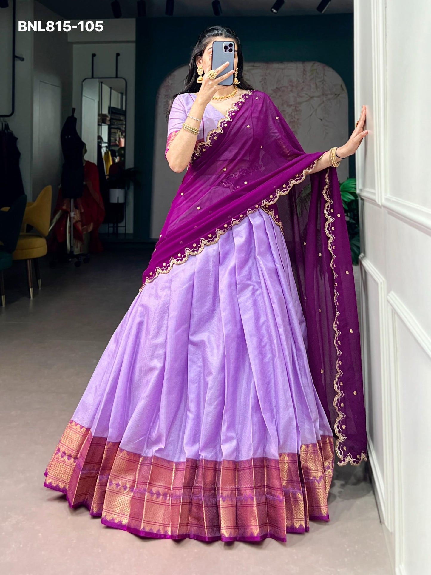 Lehenga with border - BNL815