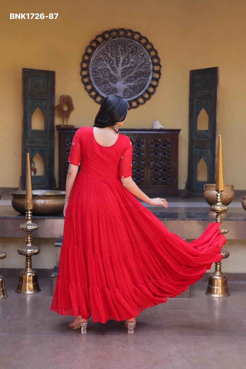 Faux Blooming with Embroidery Zari Sequins-BNK1726
