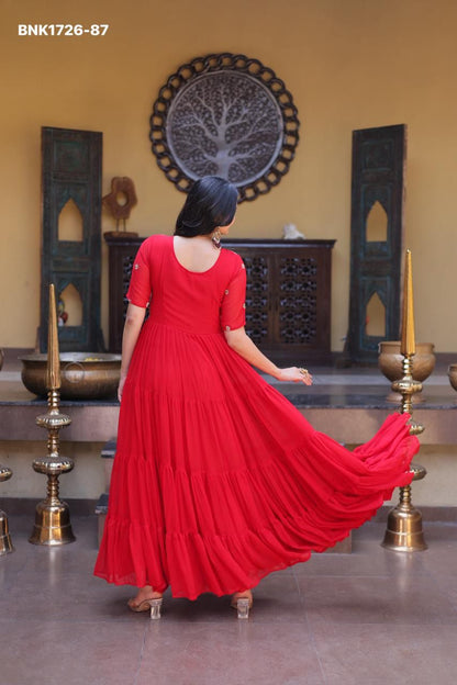 Faux Blooming with Embroidery Zari Sequins-BNK1726