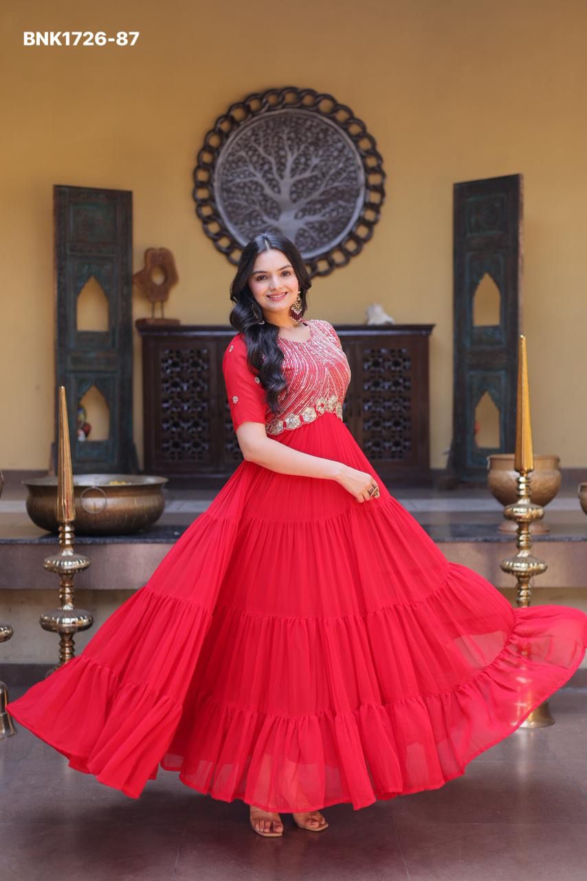 Faux Blooming with Embroidery Zari Sequins-BNK1726