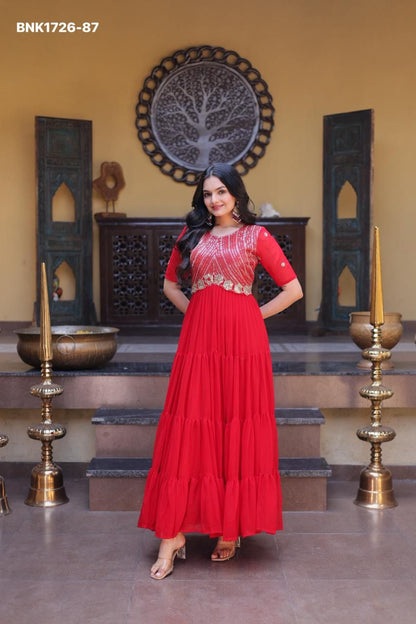 Faux Blooming with Embroidery Zari Sequins-BNK1726