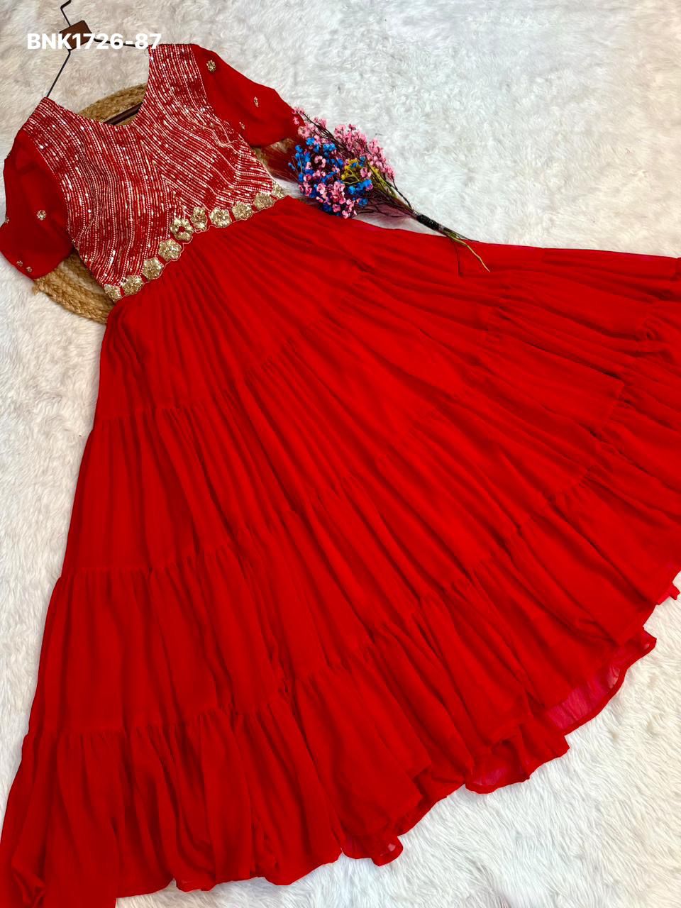 Faux Blooming with Embroidery Zari Sequins-BNK1726