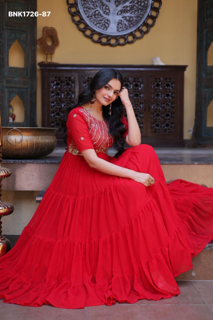 Faux Blooming with Embroidery Zari Sequins-BNK1726
