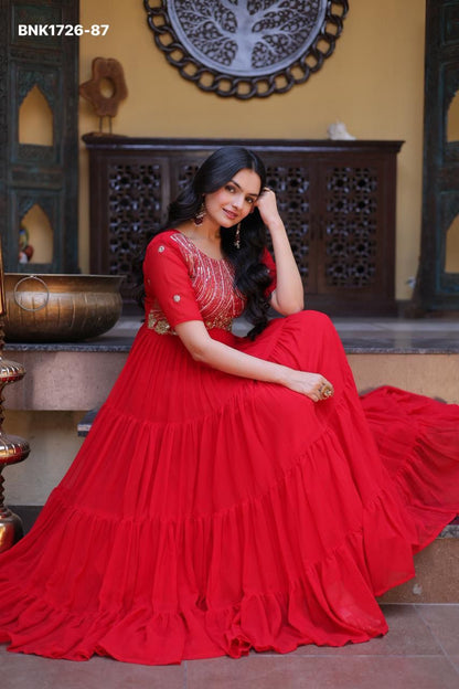 Faux Blooming with Embroidery Zari Sequins-BNK1726