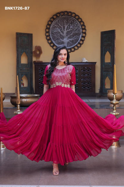 Faux Blooming with Embroidery Zari Sequins-BNK1726