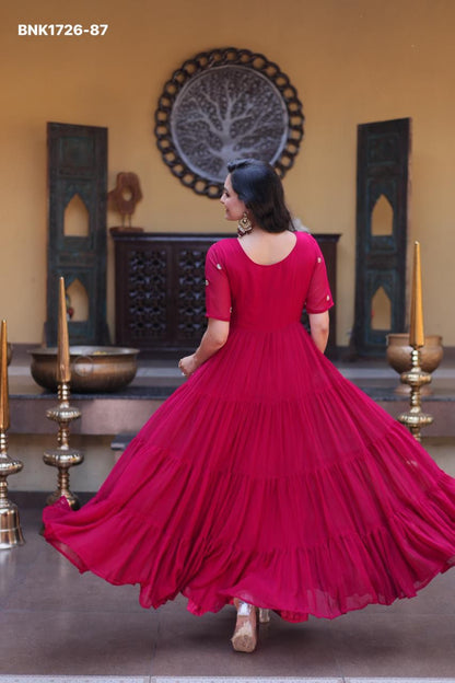 Faux Blooming with Embroidery Zari Sequins-BNK1726