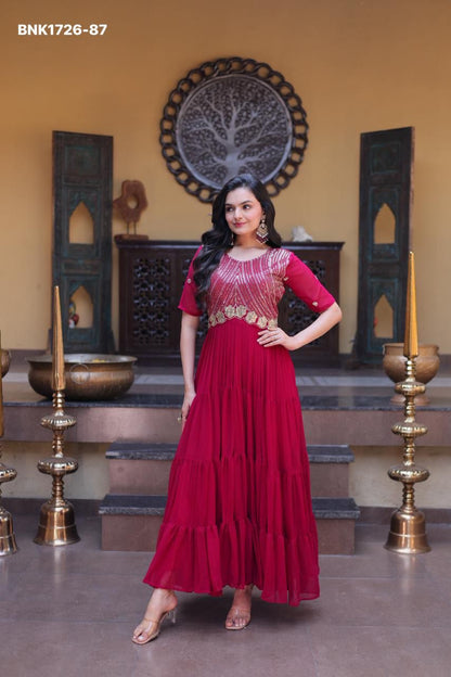 Faux Blooming with Embroidery Zari Sequins-BNK1726