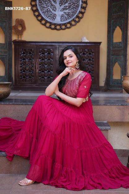 Faux Blooming with Embroidery Zari Sequins-BNK1726