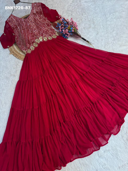 Faux Blooming with Embroidery Zari Sequins-BNK1726