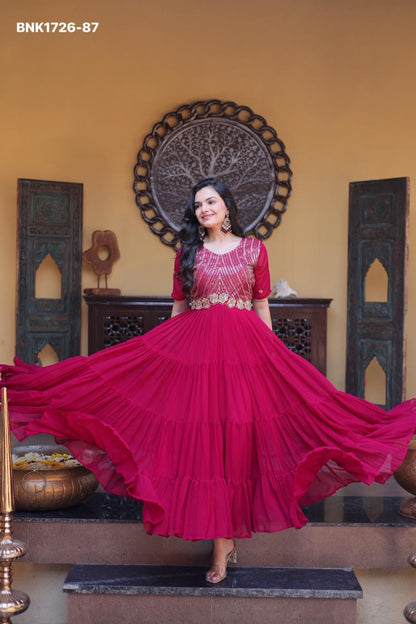 Faux Blooming with Embroidery Zari Sequins-BNK1726