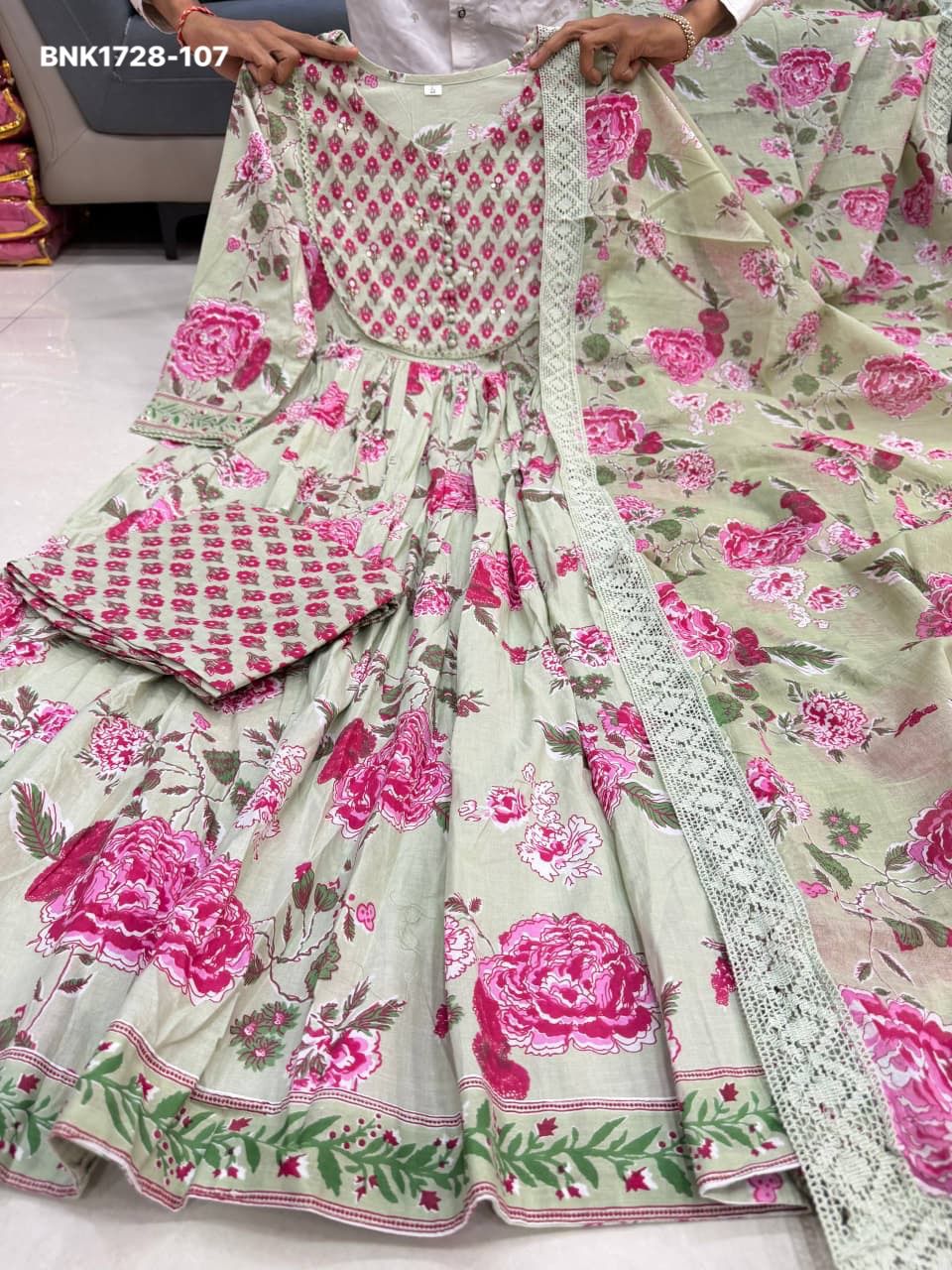 Fully Flair Anarkali With Hand work-BNK1728