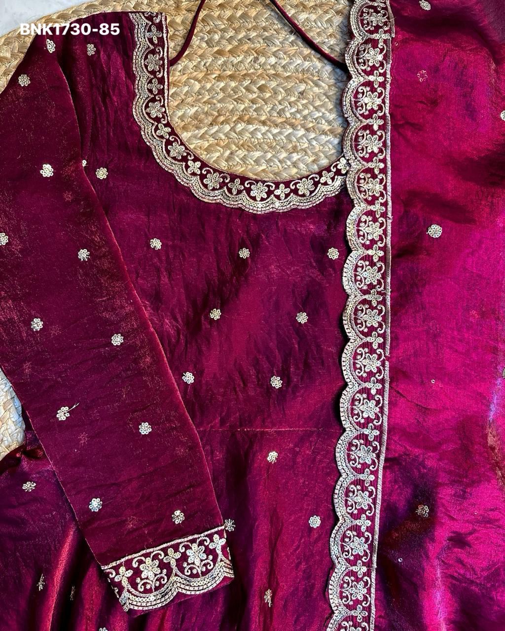 embroidery Gown Dupatta Fendi silk- BNK1730