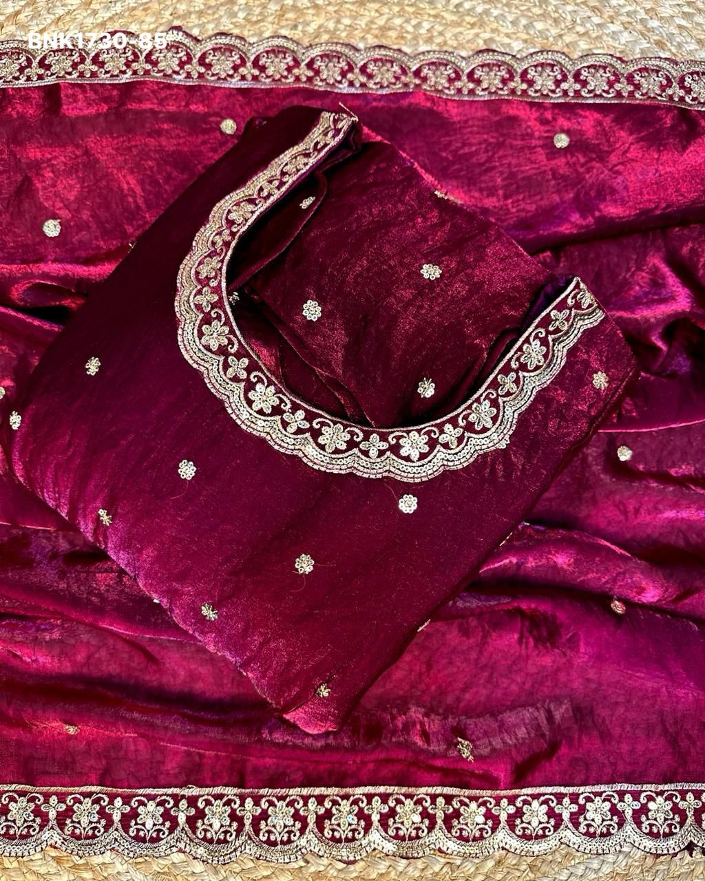 embroidery Gown Dupatta Fendi silk- BNK1730