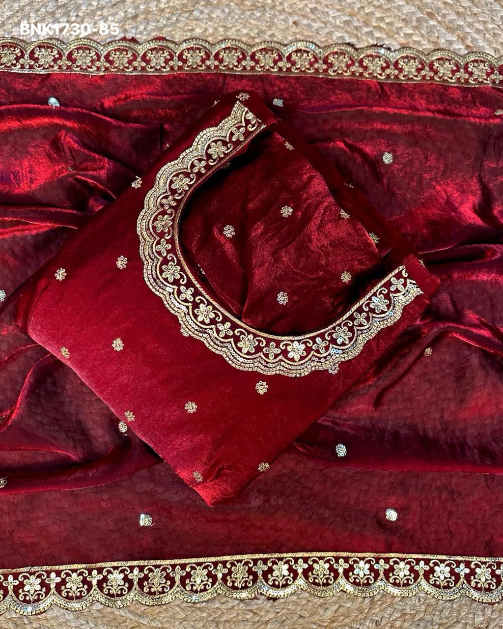embroidery Gown Dupatta Fendi silk- BNK1730